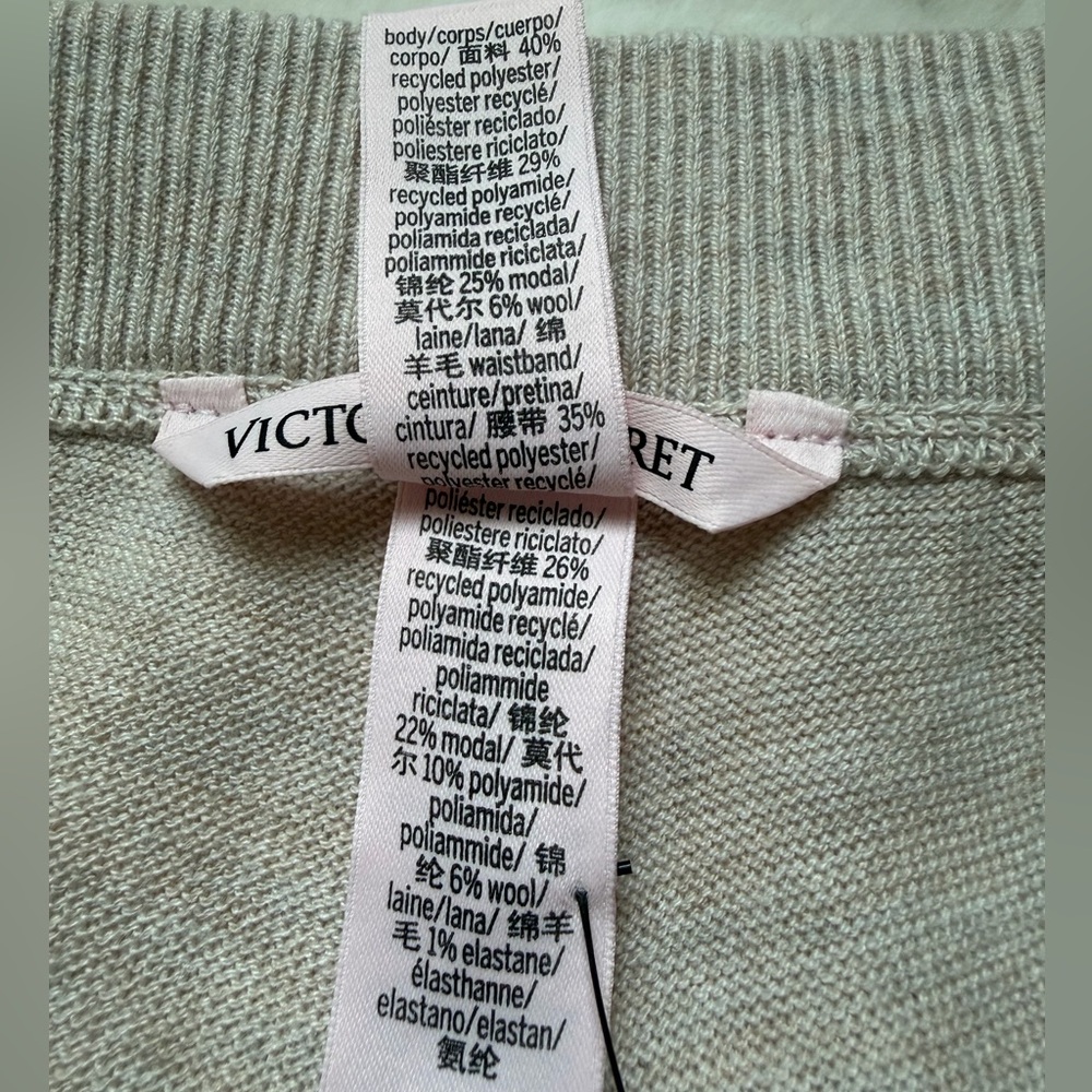 Victoria's Secret Soft Knit Oatmeal Neutral Wide-Leg High Rise Lounge Pants-M - Picture 11 of 15